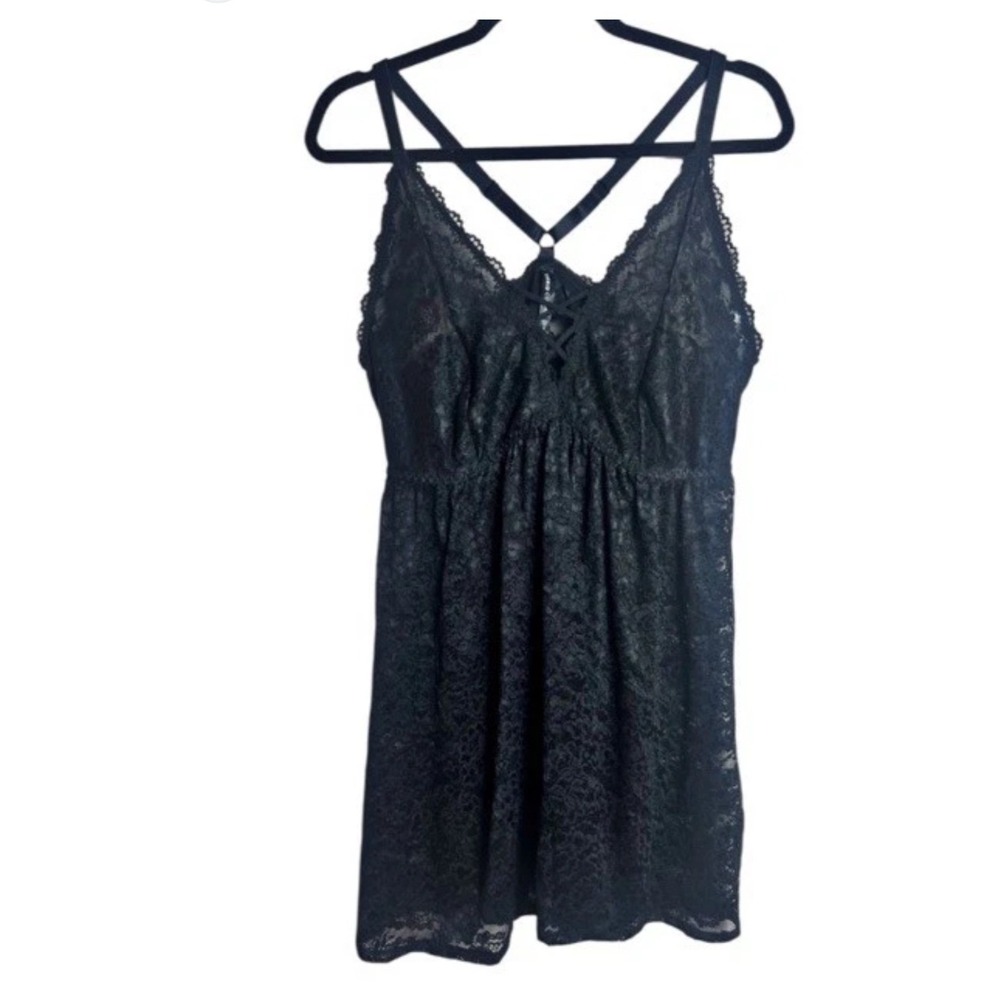 Torrid Curve Black‎ Floral Lace Babydoll Chemise Sheer Sleepwear Plus Size 3 3X